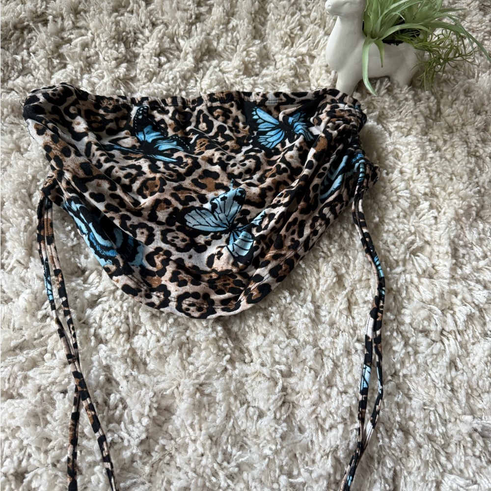 Leopard Print Blouse with Black Accents